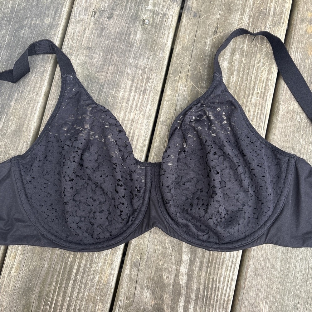 Chantelle Group 13F1 Underwire Unlined Mesh Black Full Coverage Bra size 38DD